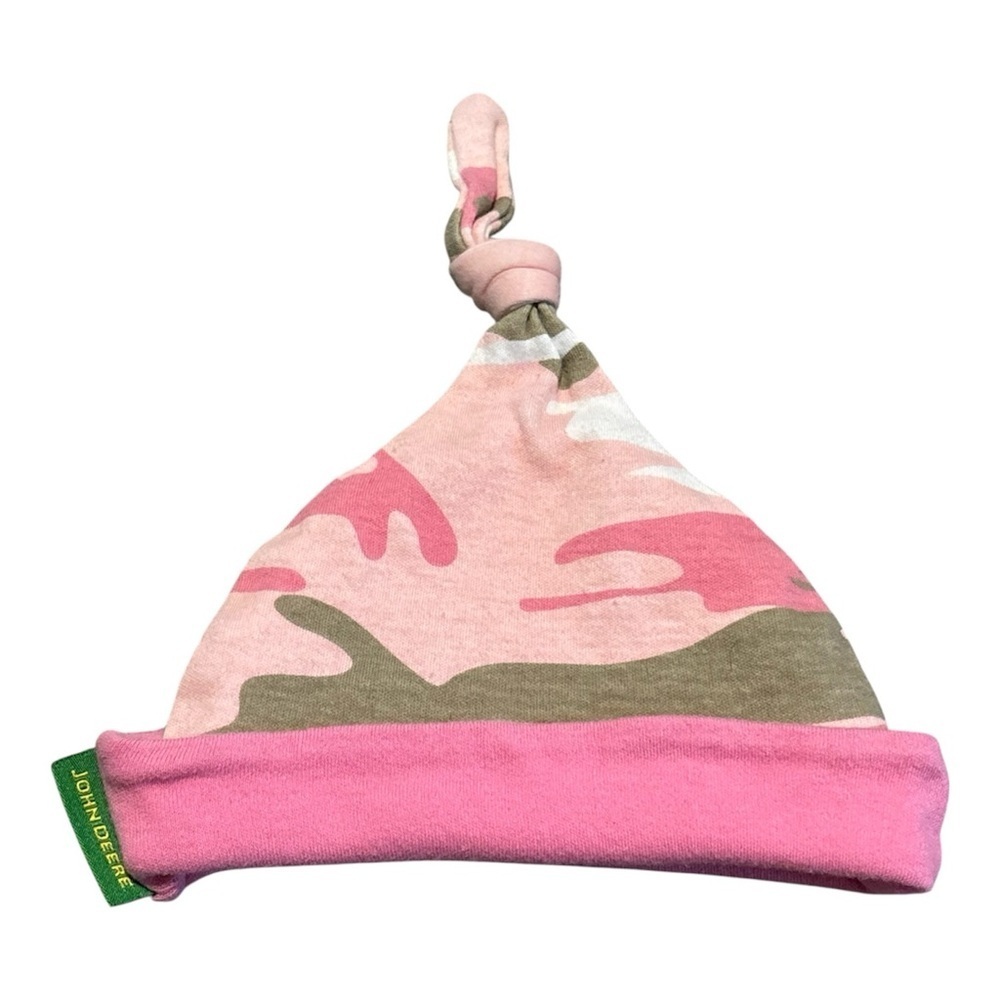 John Deere Baby Girl Pink Camo Knot Hat